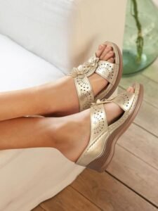 TEMOFON Womens Wedge Sandals Leather: Dressy Sandal, Rubber Sole, Comfortable Walking, Casual Slip on Summer Shoes, Size 5-11 - Image 2