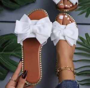 Women's Bow Knot Slides Open Toe Flat Sandals Summer Slip On Slippers - Image 2