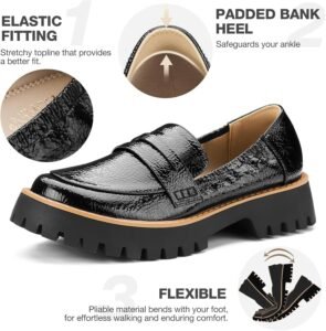 ZURIN Loafers for Women Platform Chunky Heel Loafers Lug Sole Penny Loafers Comfortable Womens Business Casual Shoes - Image 3