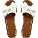 Women's Bow Knot Slides Open Toe Flat Sandals Summer Slip On Slippers