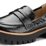 ZURIN Loafers for Women Platform Chunky Heel Loafers Lug Sole Penny Loafers Comfortable Womens Business Casual Shoes