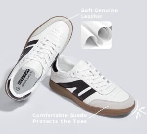 LUCKY STEP Women Classic Retro Gum Sole Fashion Sneakers Casual Tennis Skate Shoe Genuine Leather Walking Footwear Anti Slip Trainers - Image 2