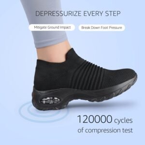 HKR Women's Walking Shoes Arch Support Non Slip Work Shoes Breathable Knit Upper Lightweight for Plantar Fasciitis - Image 2