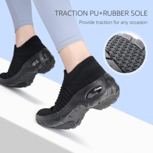 HKR Women's Walking Shoes Arch Support Non Slip Work Shoes Breathable Knit Upper Lightweight for Plantar Fasciitis - Image 3