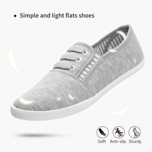 Women's Canvas Slip On Sneakers - Casual Walking Shoes, Non Slip Work Shoes - Image 4