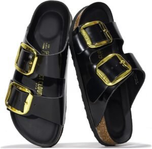 Project Cloud Genuine Leather Flat Sandals for Women 2025 Comfortable Beach Essentials Womens Sandals Memory Foam Vacation Essentials Slides for Women Footwear (Santorini)