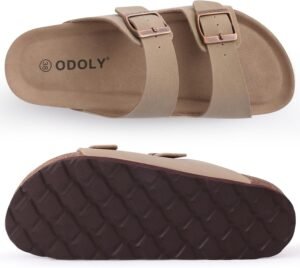Unisex Cork Footbed Slide Sandal, Arch Support Summer Outdoor Sandals with Adjustable Buckle for Women and Men - Image 6