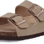 Unisex Cork Footbed Slide Sandal, Arch Support Summer Outdoor Sandals with Adjustable Buckle for Women and Men