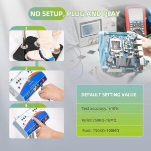 Anti Static Wrist Strap and Footwear Testers, Adjustable Whole Body Comprehensive Tester for Electro-Static Discharge Equiment Resistance Testing Meet The ANSI-ESD-S20.20 with Alarm (110V) - Image 4