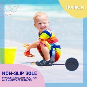 Hurley Kona Toddler Water Shoes - Beach Essentials, Girls and Boys Closed Toe Sandals, Lightweight, Breathable, Kids Water Shoes with Non-Slip Sole and Adjustable Straps, Outdoor Toddler Swim Shoes - Image 2