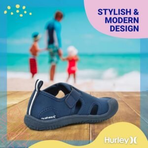 Hurley Kona Toddler Water Shoes - Beach Essentials, Girls and Boys Closed Toe Sandals, Lightweight, Breathable, Kids Water Shoes with Non-Slip Sole and Adjustable Straps, Outdoor Toddler Swim Shoes - Image 6