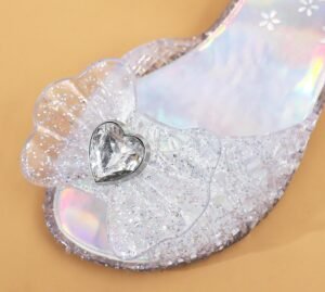 Princess Sandals Jelly Shoes for Girls, Snow Queen Little Girls Toddler Glitter Dress Flats with Bow Birthday Frozen Inspired Party Cosplay Costumes - Image 2