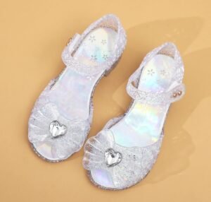 Princess Sandals Jelly Shoes for Girls, Snow Queen Little Girls Toddler Glitter Dress Flats with Bow Birthday Frozen Inspired Party Cosplay Costumes - Image 8